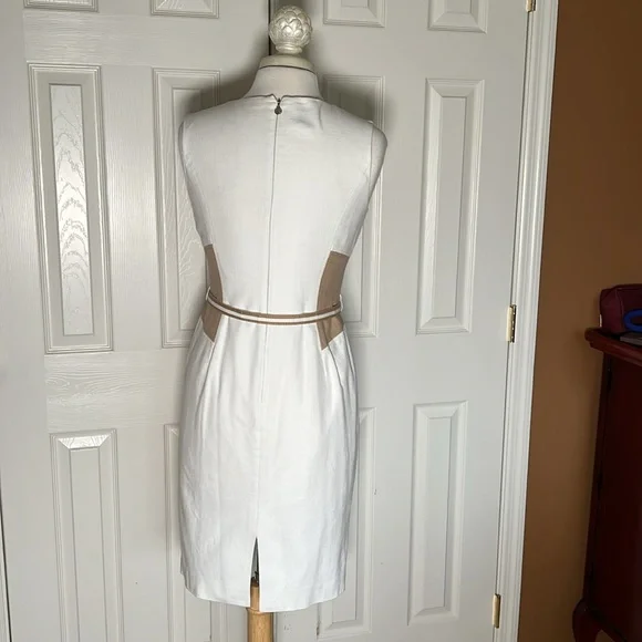 Anne Klein white & tan sleeveless career dress size 6. - Picture 2 of 9